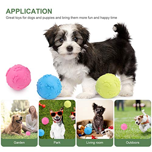 Balacoo Puppy Dog Chew Ball Toys Durable Rubber Teeth Cleaning Squeaky Balls Toy Set for Small Medium Dogs 6Pcs Random Color - Image 6