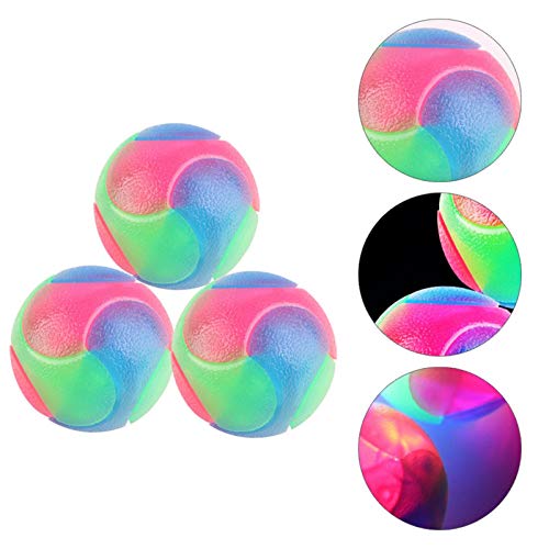 Brownrolly 3pcs Flashing Elastic Ball Glow in The Dark Interactive Pet Toys, Rubber Chew Glow Elastic Ball Toy for Puppy, Cats, Dogs - Image 3