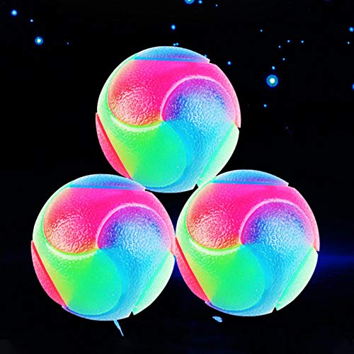 Brownrolly 3pcs Flashing Elastic Ball Glow in The Dark Interactive Pet Toys, Rubber Chew Glow Elastic Ball Toy for Puppy, Cats, Dogs - Image 5