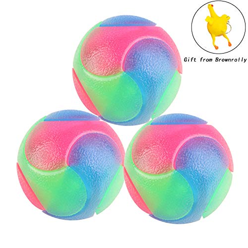 Brownrolly 3pcs Flashing Elastic Ball Glow in The Dark Interactive Pet Toys, Rubber Chew Glow Elastic Ball Toy for Puppy, Cats, Dogs - Image 10