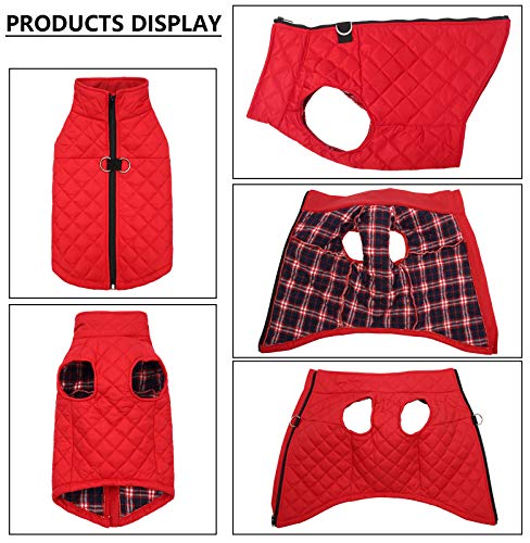 Ctomche Pet Coat,Dog Winter Warm Coat with Zipper,Cold Weather Jacket for Dog,Dog Coat Waterproof Dog Jacket Windproof Cozy Dog Vest Red-M - Image 6