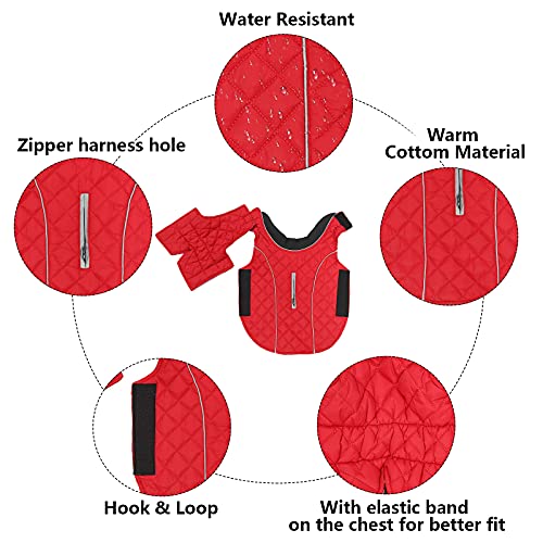Ctomche Waterproof Windproof Reversible Dog Vest Winter Coat,Reflective Safey Dog Clthoes,Pet Sport Vest Outdoor Apparel for Small Medium & Large Dogs Red-L - Image 3