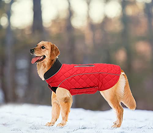 Ctomche Waterproof Windproof Reversible Dog Vest Winter Coat,Reflective Safey Dog Clthoes,Pet Sport Vest Outdoor Apparel for Small Medium & Large Dogs Red-L - Image 5