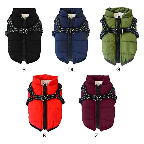 Dog Coat With Durable Harness Chest Strap Waterproof 2 In 1 Pet Autumn Winter Jacket Skiing Costume Sleeveless Cotton Padded Vest For Small Medium Large Dogs (XXL, Purple) - Image 9