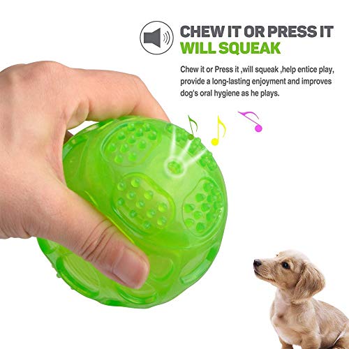 Dog Toy Ball,Dog Ball Durable Pet Chew/Squeaky Toy/Waterproof/ Bouncy/Rubber--Orange,Blue,Green(3 Pack) - Image 4