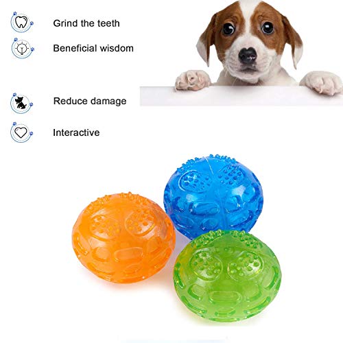 Dog Toy Ball,Dog Ball Durable Pet Chew/Squeaky Toy/Waterproof/ Bouncy/Rubber--Orange,Blue,Green(3 Pack) - Image 6