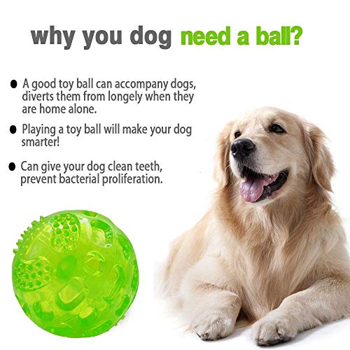 Dog Toy Ball,Dog Ball Durable Pet Chew/Squeaky Toy/Waterproof/ Bouncy/Rubber--Orange,Blue,Green(3 Pack) - Image 7