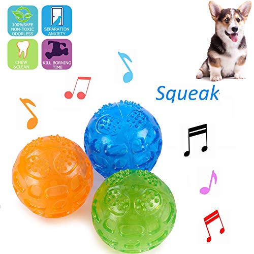 Dog Toy Ball,Dog Ball Durable Pet Chew/Squeaky Toy/Waterproof/ Bouncy/Rubber--Orange,Blue,Green(3 Pack) - Image 9