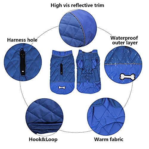 Geyecete dog coats waterproof with harness hole - Windproof Snowsuit puppy coats for small dogs Dog Clothes Outfit Vest Pets-Blue-L - Image 3