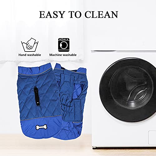 Geyecete dog coats waterproof with harness hole - Windproof Snowsuit puppy coats for small dogs Dog Clothes Outfit Vest Pets-Blue-L - Image 5