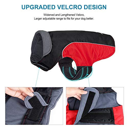 IREENUO Dog Coat, Waterproof Dog Rain Coat for Small Medium Dog, Warm Dog Clothes Winter Coats & Jackets with Fleece and Reflective Strips (M) - Image 3