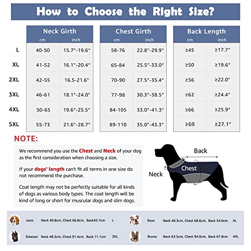 IREENUO Dog Coat Waterproof, Dog Jacket for Medium Large Dog Windproof Warm Winter Jacket with Safe Reflective Strips & Adjustable Bust Blue-L - Image 3