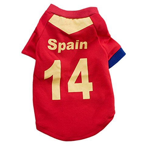 PAWZ Road 2014 Soccer World Cup Pet Football T-shirt Dog Sweater Sport Jersey for Spain - Image 2