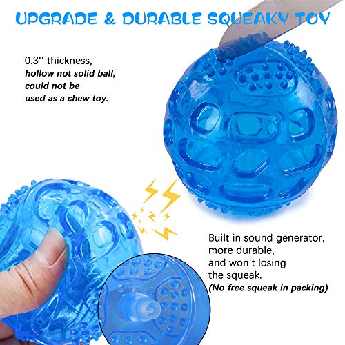 PETTOM Dog Ball Squeaky Toy Durable Small Dog Chew Toys Balls Waterproof Floating Bouncy Rubber Ball with Squeaky Sound for Training Swimming, 3 Packs (Orange,Blue,Green) - Image 4