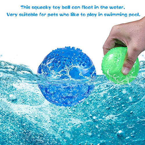 PETTOM Dog Ball Squeaky Toy Durable Small Dog Chew Toys Balls Waterproof Floating Bouncy Rubber Ball with Squeaky Sound for Training Swimming, 3 Packs (Orange,Blue,Green) - Image 5