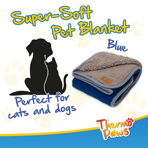 PawPride Dog Blanket – Super Soft Dog Blankets Large Washable - Fluffy Pet Blankets for Dogs Sherpa Textured Puppy Blanket – Large Size 80cm x 100cm (Blue) - Image 3