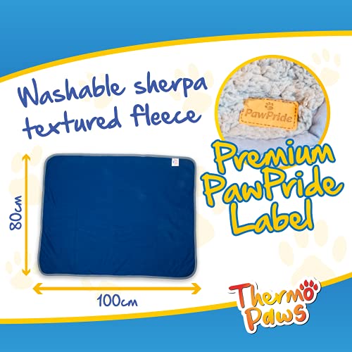 PawPride Dog Blanket – Super Soft Dog Blankets Large Washable - Fluffy Pet Blankets for Dogs Sherpa Textured Puppy Blanket – Large Size 80cm x 100cm (Blue) - Image 4