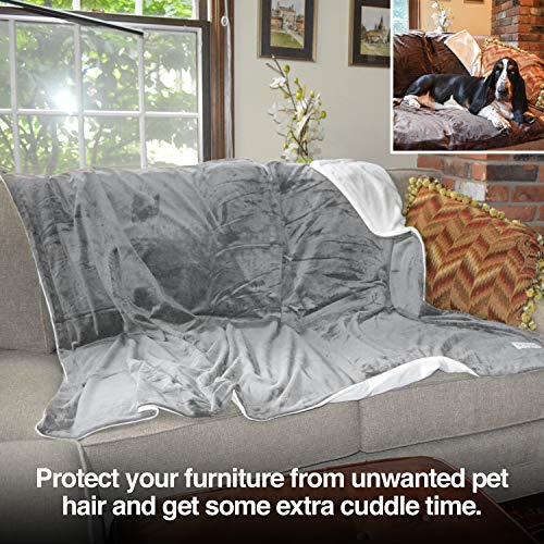 PetFusion Premium Fleece Dog Blanket Micro Plush Cat Blanket, Ultra Soft and Cosy Two-Tone Reversible Machine Washable Blanket for Pets - Grey - Large (135 x 112cm) - Image 3