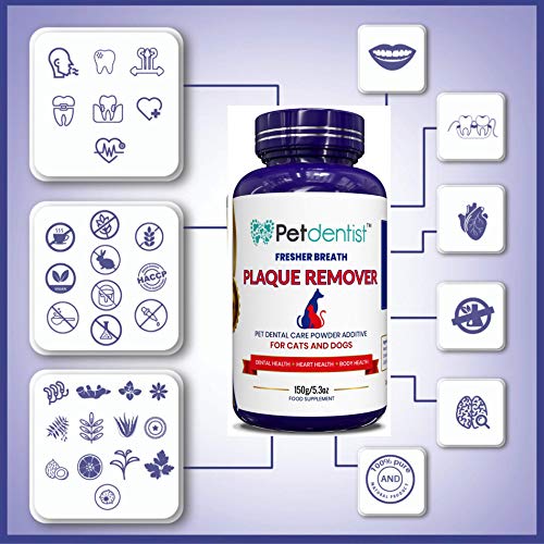 Petdentist Improved Natural Plaque Off Remover Powder for Dogs and Cats - Dental Care for Fresh Breath and Clean White Teeth -150g - Image 8