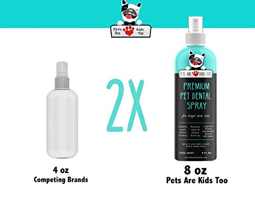 Pets Are Kids Too Premium Pet Dental Spray (Large - 8oz): Eliminate Bad Dog Breath & Bad Cat Breath! Fights Plaque, Tartar & Gum Disease Without Brushing! Add to Water! Digestive Aid! - Image 5