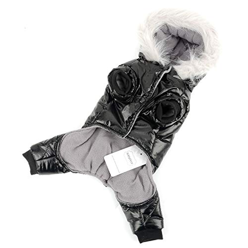 Ranphy Waterproof Dog Snowsuit Jumpsuit Fleece Lined Winter Coat with Hood Puppy Clothes Outfit Padded Hoodie Jacket Boy Girl Parka for Small Dog Cat - Image 5
