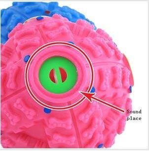 Tech Traders PACK OF 2 Large giggle ball PET dog tough treat training chew sound activity toy squeaky-BLUE & PINK - Image 5