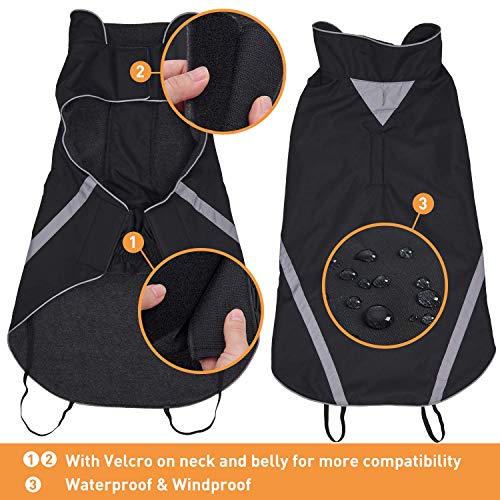 Waterproof Dogs Coat Warm Jackets, Reflective Dog Coat With Harness Hole Adjustable Dogs Outfits Soft Winter Clothes Fleece Lined for Medium Large Dog, Pet Snowproof Suit Black 4XL Length 59 CM - Image 4