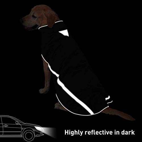 Waterproof Dogs Coat Warm Jackets, Reflective Dog Coat With Harness Hole Adjustable Dogs Outfits Soft Winter Clothes Fleece Lined for Medium Large Dog, Pet Snowproof Suit Black 4XL Length 59 CM - Image 5