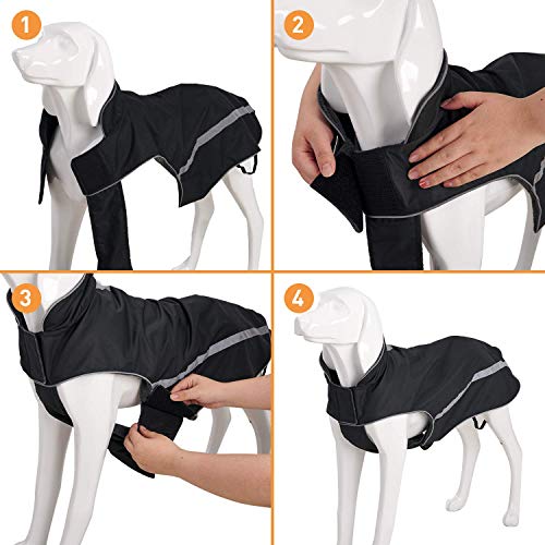 Waterproof Dogs Coat Warm Jackets, Reflective Dog Coat With Harness Hole Adjustable Dogs Outfits Soft Winter Clothes Fleece Lined for Medium Large Dog, Pet Snowproof Suit Black 4XL Length 59 CM - Image 6