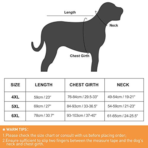 Waterproof Dogs Coat Warm Jackets, Reflective Dog Coat With Harness Hole Adjustable Dogs Outfits Soft Winter Clothes Fleece Lined for Medium Large Dog, Pet Snowproof Suit Black 4XL Length 59 CM - Image 7