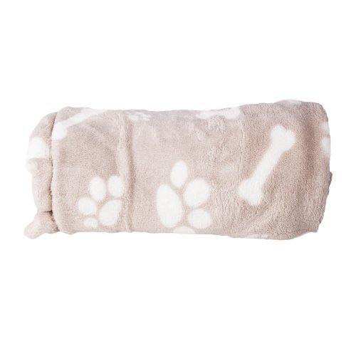 West5Products 1x Super Soft Micro Fibre Paw & Bone Print Design Small Pet Dog Blanket 70x100cm, grey or beige - Image 3
