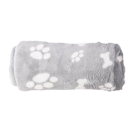 West5Products 1x Super Soft Micro Fibre Paw & Bone Print Design Small Pet Dog Blanket 70x100cm, grey or beige - Image 4
