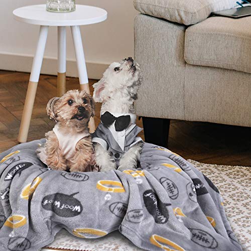 softan Pet Blanket, Fluffy Dog Bed Blanket, Super Soft Bed Cover for Puppy and Kitten, Washable and Warm Animal Blanket for Small Medimu Dog, Cute Print Design for Pet Gift Ideas, 80 ×100cm, Grey - Image 4