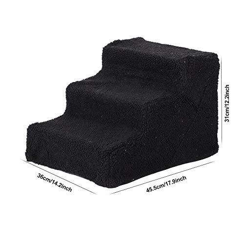 AYNEFY Pet Stairs, 3 Steps, Pet Stairs, Dog Stairs, Cat Stairs, Plush Step 3 Steps, Pet Dog Cat Stairs Ramp Ladder with Removable Cover for High Bed - Image 3