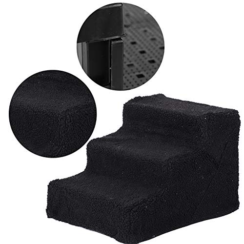 AYNEFY Pet Stairs, 3 Steps, Pet Stairs, Dog Stairs, Cat Stairs, Plush Step 3 Steps, Pet Dog Cat Stairs Ramp Ladder with Removable Cover for High Bed - Image 5