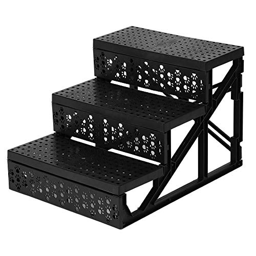 AYNEFY Pet Stairs, 3 Steps, Pet Stairs, Dog Stairs, Cat Stairs, Plush Step 3 Steps, Pet Dog Cat Stairs Ramp Ladder with Removable Cover for High Bed - Image 6