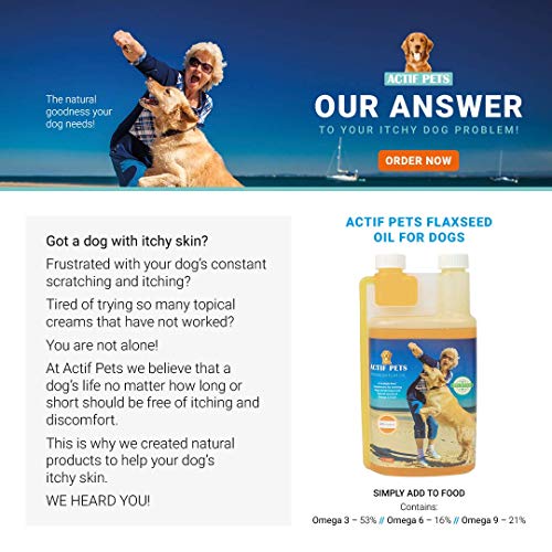 Actif Pets Natural Flaxseed Oil for Dogs - Rich in Omega 3, 6 & 9 for Flaky, Itchy Skin/Coat and Stiff Joints - Image 4
