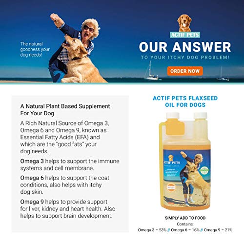 Actif Pets Natural Flaxseed Oil for Dogs - Rich in Omega 3, 6 & 9 for Flaky, Itchy Skin/Coat and Stiff Joints - Image 5
