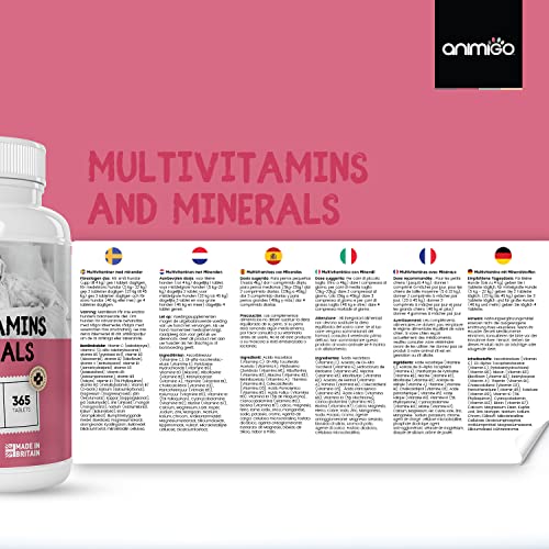 Animigo Multivitamins for Dogs & Cats - With 18 Vitamins & Minerals - 365 Chicken-Flavoured Tablets - Dog Vitamins and Supplements for Natural Immunity, Skin, Coat, Muscles & Joints for All Ages - Image 6