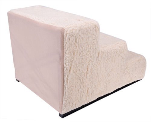 Ardisle Pet Stairs for Small Dogs Cats Beige Carpeted Bed Couch Safety Pet Ladder Steps - Image 5