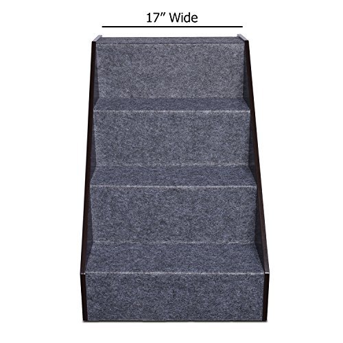 Arf Pets Wood Dog Stairs, 4 Levels Height Adjustment Wide Pet Steps for Dogs and Cats, Foldable - Image 4