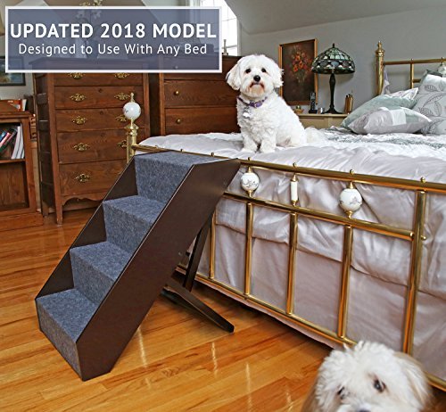 Arf Pets Wood Dog Stairs, 4 Levels Height Adjustment Wide Pet Steps for Dogs and Cats, Foldable - Image 5