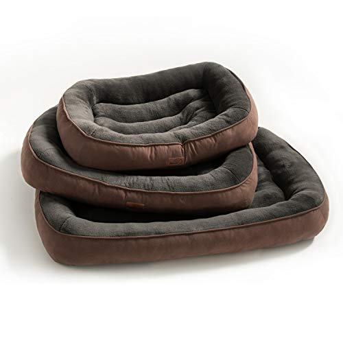 Bedsure Plush Dog Bed Extra Large- Machine Washable Pet Bolster Bed for Large Dogs Up to 45 KG, Brown, 110x76x18cm - Image 8