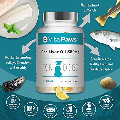Cod Liver Oil for Dogs 550mg | 180 Soft Gel Capsules | Support The Health of The Skin and Coat | Manufactured in The UK - Image 3
