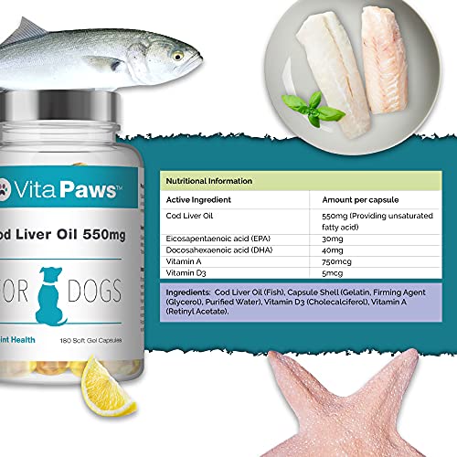 Cod Liver Oil for Dogs 550mg | 180 Soft Gel Capsules | Support The Health of The Skin and Coat | Manufactured in The UK - Image 4