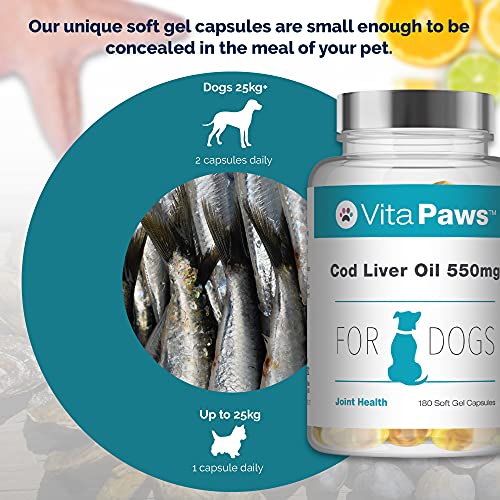Cod Liver Oil for Dogs 550mg | 180 Soft Gel Capsules | Support The Health of The Skin and Coat | Manufactured in The UK - Image 5