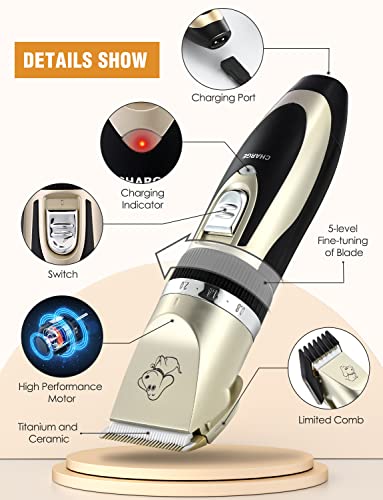 1 Dog Clippers, Pet Hair Trimmer Low Noise, Rechargeable Cordless Pet Clippers , Professional Dog Hair Trimmer with 6 Comb Guides & Pro Accessories, Dogs Cats Grooming kit - Image 3