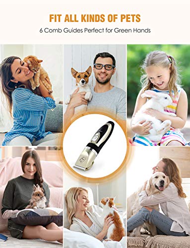 1 Dog Clippers, Pet Hair Trimmer Low Noise, Rechargeable Cordless Pet Clippers , Professional Dog Hair Trimmer with 6 Comb Guides & Pro Accessories, Dogs Cats Grooming kit - Image 7