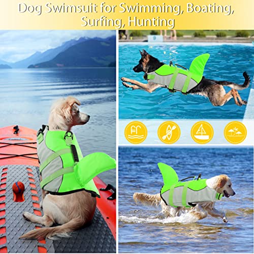 Dog Life Jacket, Large Dog Life Vest for Swimming Boating, Shark Life Jackets for Small Medium Large Dogs, Reflective Dog Lifesaver Life Preserver Swimsuit with Rescue Handle and High Buoyancy - Image 7