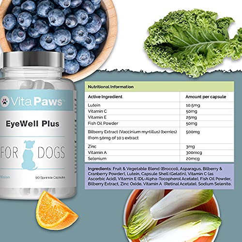 EyeWell Plus | Eye Health & Vision Supplement for Dogs | Includes Lutein, Bilberry & Vitamin C | 90 Sprinkle Capsules Ideal for Fussy Pets | UK Manufactured - Image 4